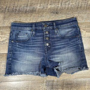 Mossimo Womens High Rise Button Fly Cut Off Denim Shorts Size 4/27 Stretch